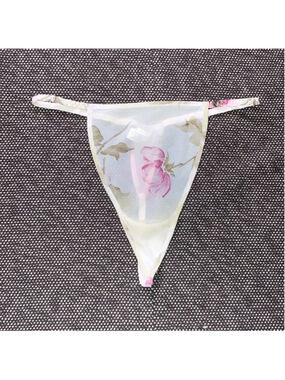 Vintage Victoria’s Secret Floral Sheer Chiffon String Thong Hi Cut Leg Panties M